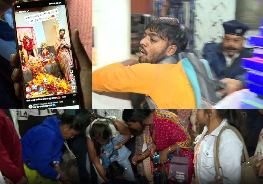 অমাবস্যার পুজো ঘিরে বিক্ষোভ , আমহার্স্ট স্ট্রিটে পুলিশের সঙ্গে খণ্ড যুদ্ধ ভক্তদের