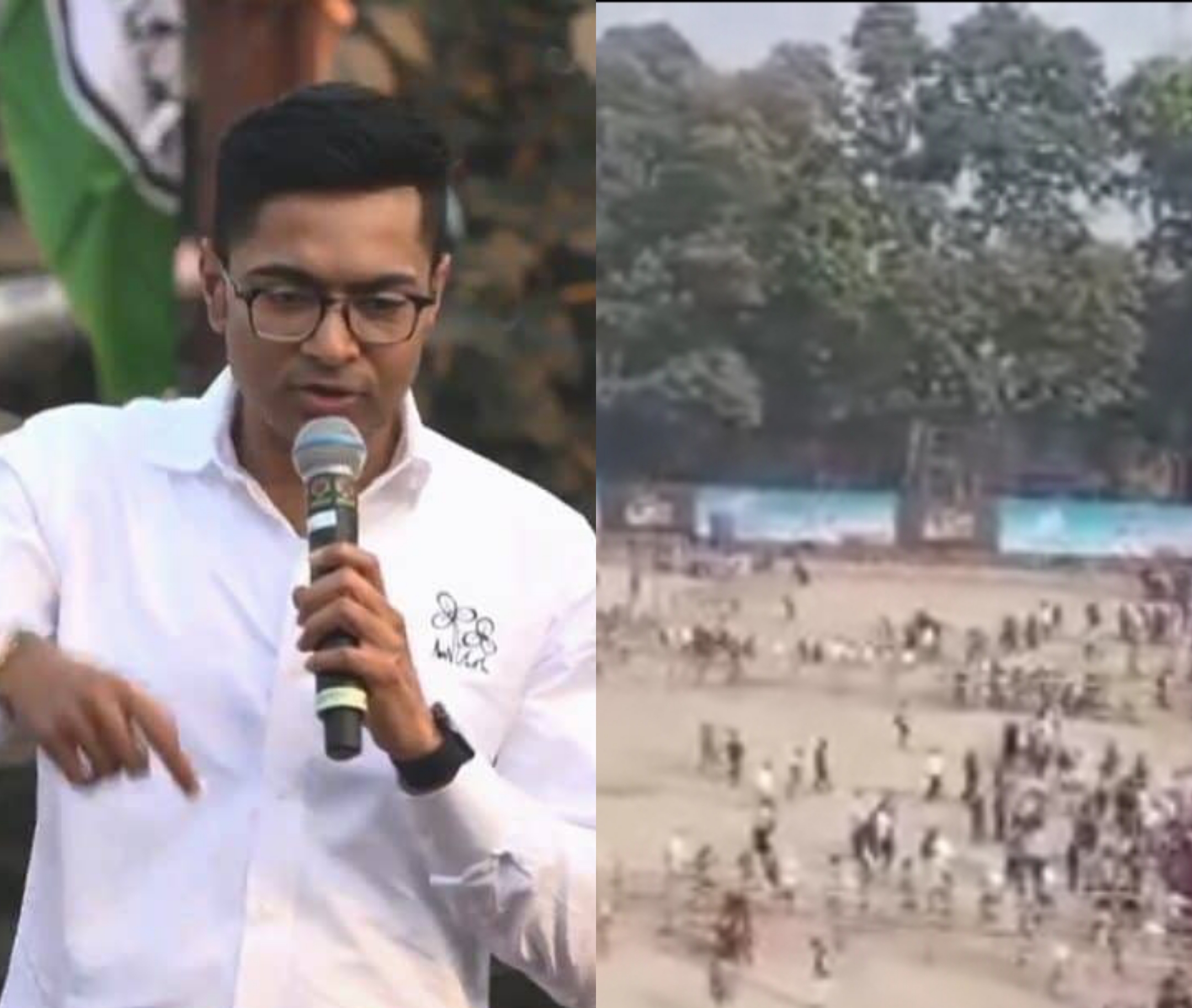 বারাসাতে তৃণমূলের সভা , মাছি মারছে অভিষেক