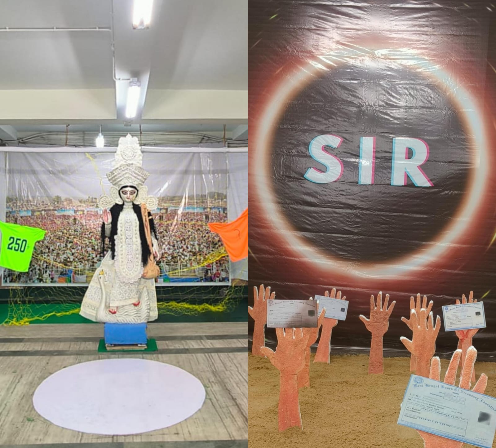 বাগদেবীর আরাধনায় রাজনীতির রং , বালিগঞ্জ সায়েন্স কলেজে সরস্বতী পুজোর থিমে SIR