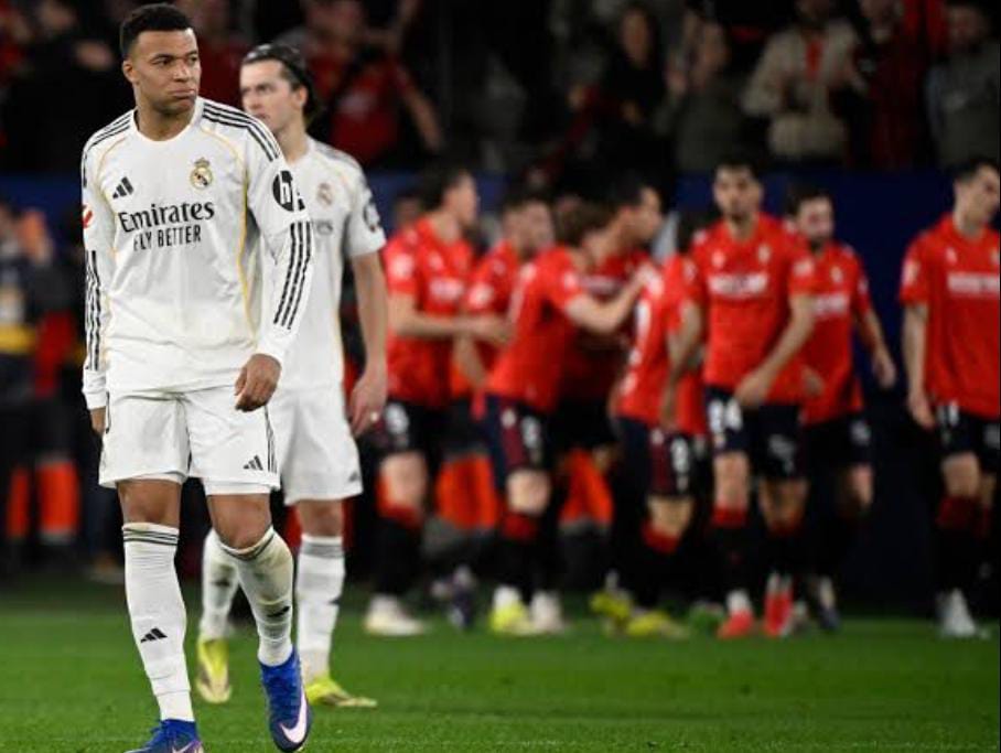 লা লিগা , শীর্ষে উঠতেই ছন্দপতন , ওসাসুনার কাছে হার রিয়াল মাদ্রিদের