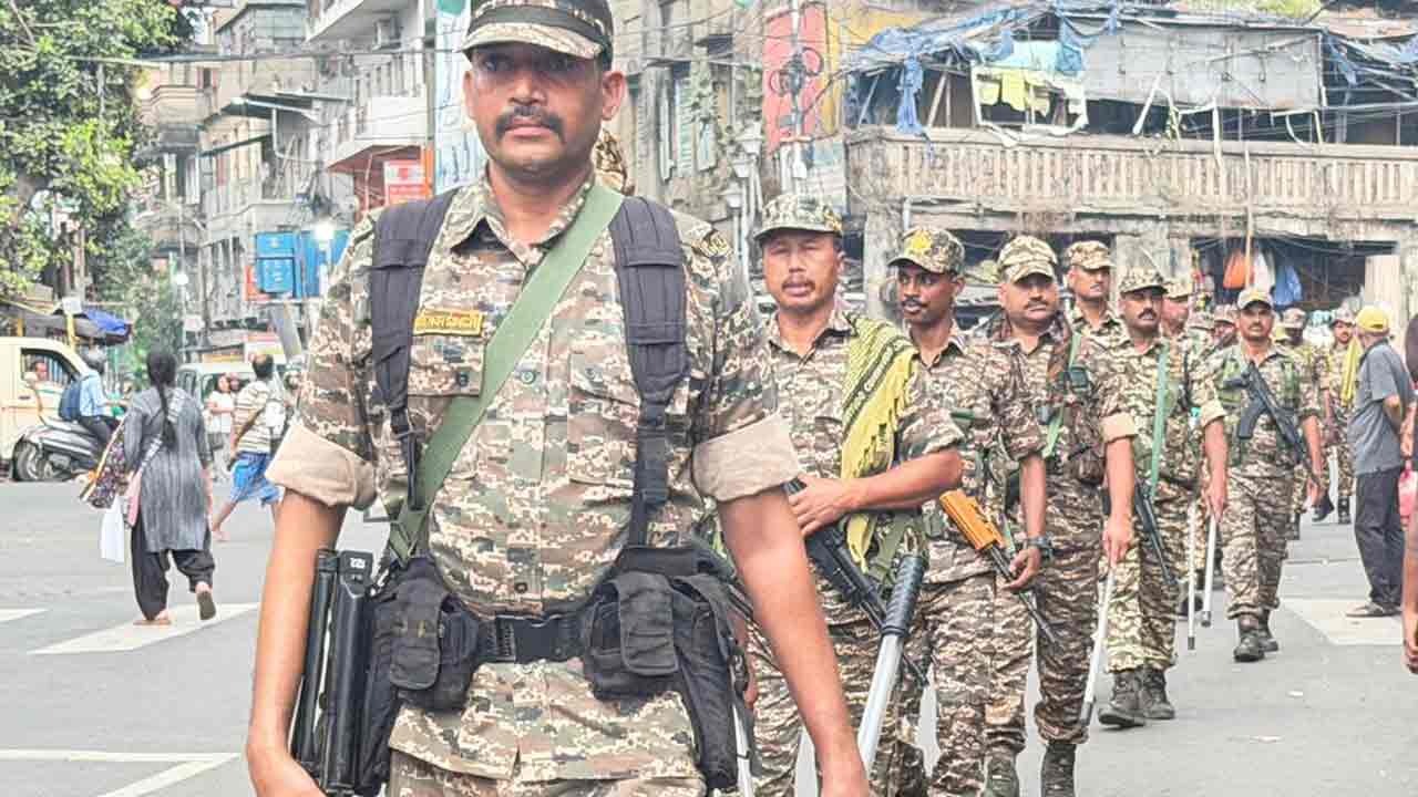 ভোটের দামামা বাজতেই রাস্তায় কেন্দ্রীয় বাহিনী , মুখ্যমন্ত্রীর গড়ে শুরু টহল