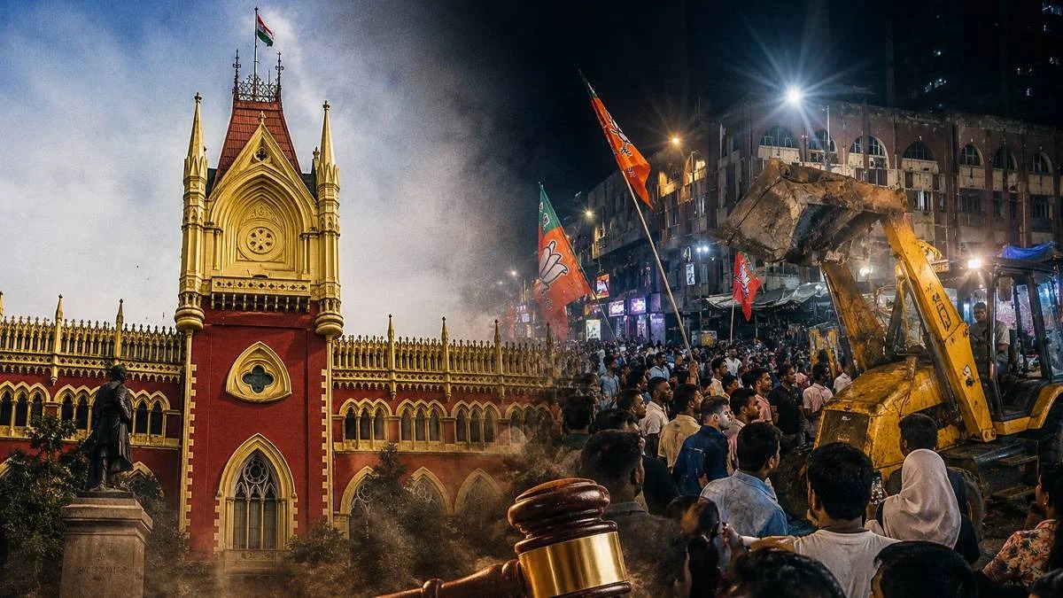 পুলিশের সামনেই হগ মার্কেটে বুলডোজারের তাণ্ডব , জনস্বার্থ মামলা দায়ের হাইকোর্টে