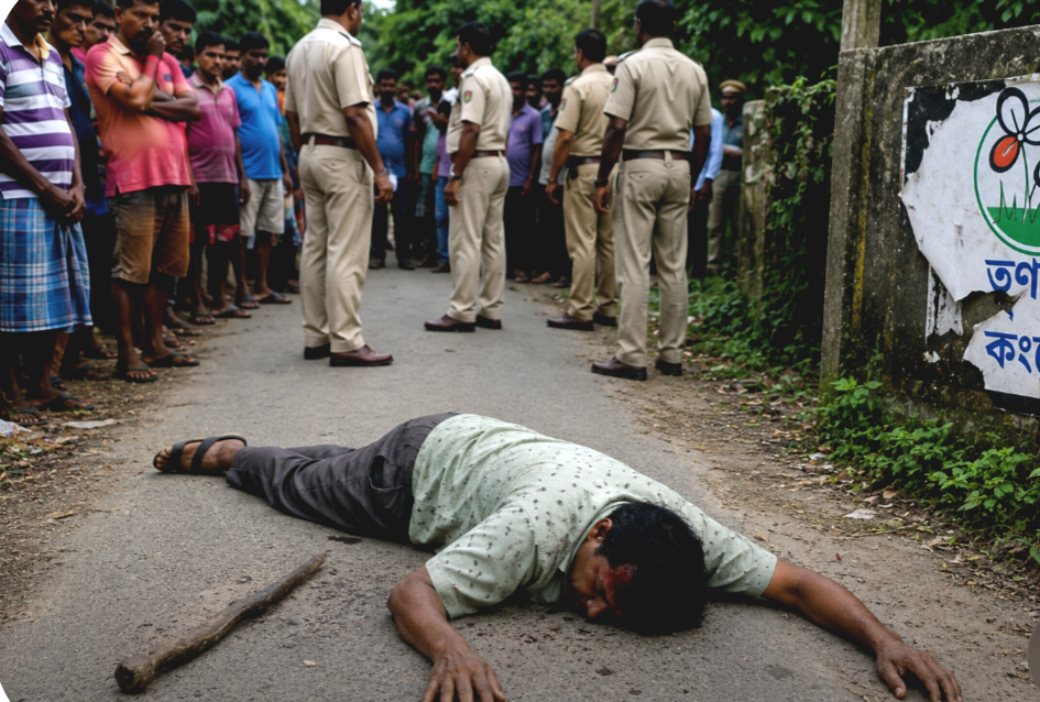 রাস্তায় পড়ে তৃণমূল নেতার রক্তাক্ত দেহ , পাশে রাখা মুগুর! ভোট-পরবর্তী হিংসায় উত্তাল গোঘাট