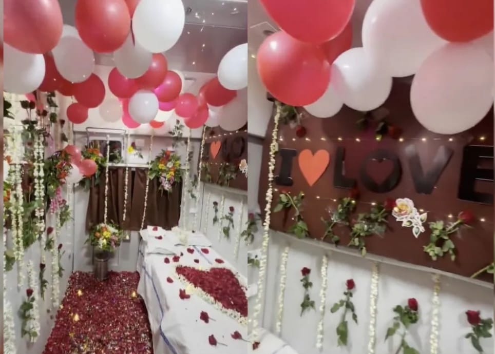 মধুচন্দ্রিমার সাজে সজ্জিত ফার্স্ট এসি কুপ , ভাইরাল ভিডিওতেই কড়া পদক্ষেপ রেলের