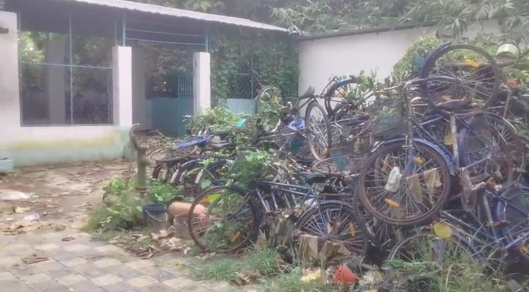 হাঁসখালি কর্মতীর্থে পড়ে নষ্ট হাজার হাজার সবুজ সাথীর সাইকেল, উঠছে প্রশ্ন