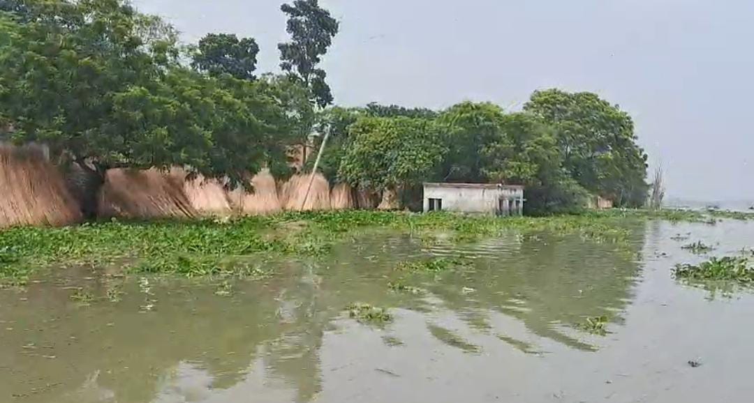 পুজোর আনন্দ নেহাতই বিলাসিতা , বাঁধ ভেঙে জলের তলায় ভুতনি এলাকা