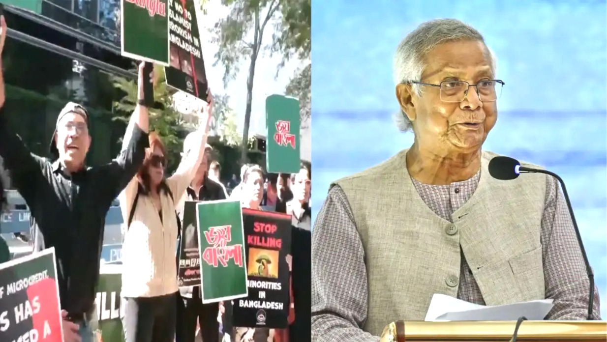 উত্তাল নিউ ইয়র্ক, রাষ্ট্রপুঞ্জের সদর দফতরের বাইরে ইউনুস বিরোধী বিক্ষোভ বাংলাদেশীদের