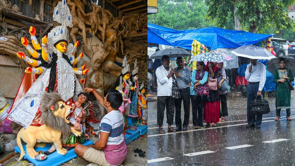 পুজোর মধ্যে ঘনীভূত নিম্নচাপ , নবমী থেকে ভারী বৃষ্টির আশঙ্কা বাংলায়