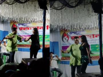 রক্তদানের মঞ্চে ভোজপুরি ঠুমকা , তীব্র বিতর্কে তৃণমূল নেতা