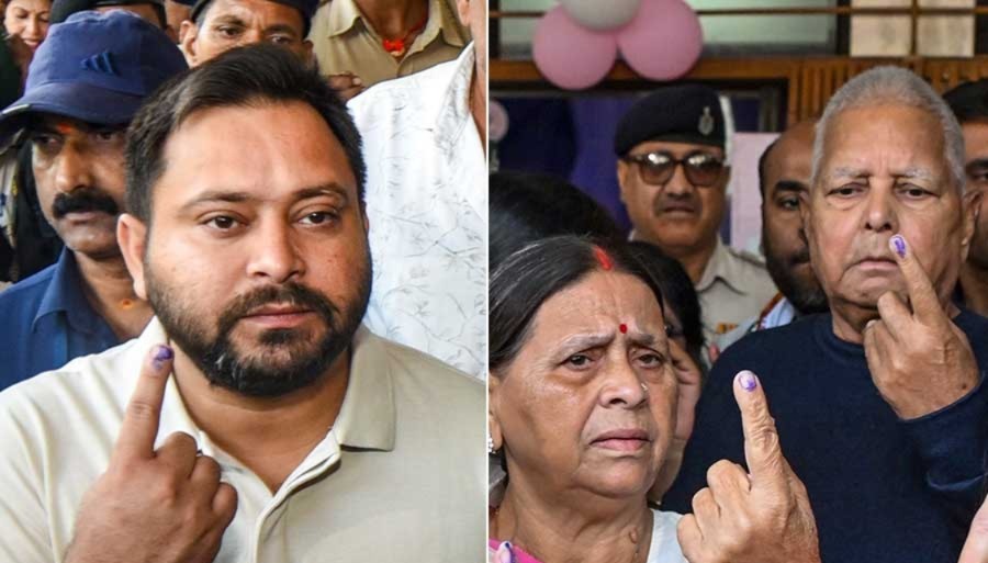 সাতসকালে সপরিবারে ভোটদান লালুর, “আগামী ১৪ নভেম্বর বদল আসছে”, বার্তা তেজস্বীর