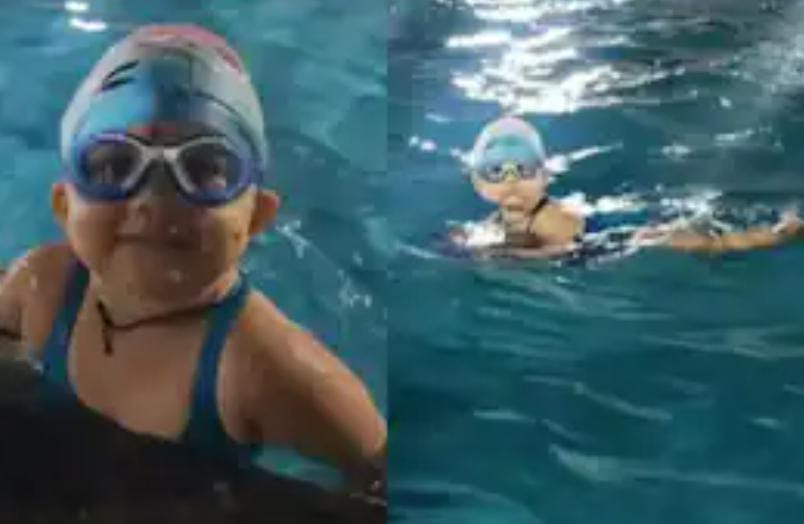 মাত্র ১ বছর ৯ মাস বয়সে ১০০ মিটার পার , সাঁতারে নতুন ইতিহাস খুদে বেদার