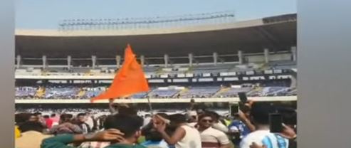 গেরুয়া পতাকা, ‘জয় শ্রীরাম’ স্লোগান , মেসি অনুষ্ঠান ঘিরে তাণ্ডবের ছবি