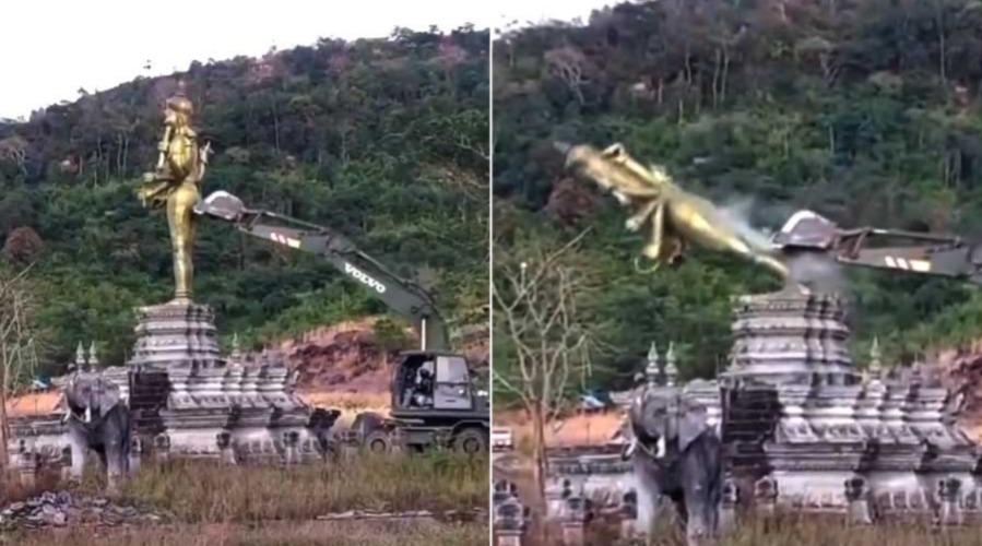 কম্বোডিয়ায় ‘বুলডোজার অ্যাকশন’, ৩২৮ ফুটের বিষ্ণু মূর্তি ভাঙল থাইল্যান্ড, নিন্দার ঝড় নেটদুনিয়ায়