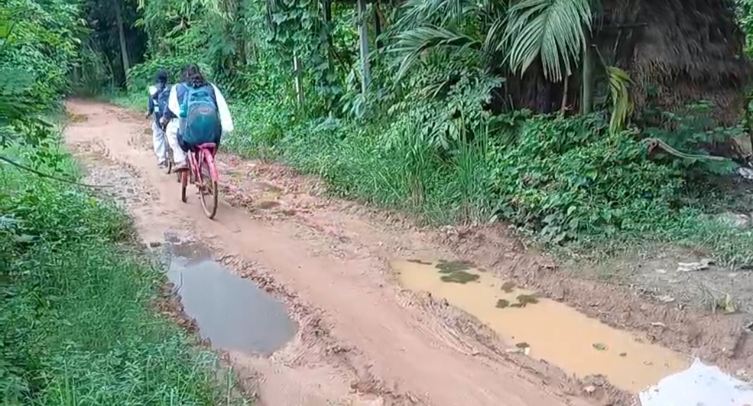 ফের রাজ্যে পথশ্রী প্রকল্পের কঙ্কালসার চেহারা, জলকাদার উপর দিয়েই চলেছে স্কুল ছাত্রছাত্রীরা